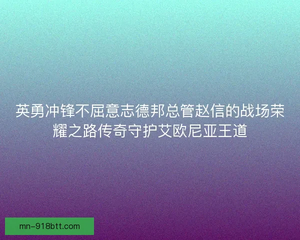 英勇冲锋不屈意志德邦总管赵信的战场荣耀之路传奇守护艾欧尼亚王道 英勇冲锋不屈意志德邦总管赵信的战场荣耀之路传奇守护艾欧尼亚王道