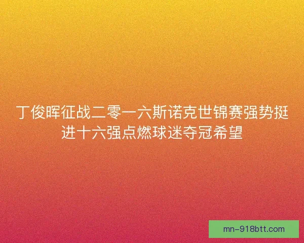 丁俊晖征战二零一六斯诺克世锦赛强势挺进十六强点燃球迷夺冠希望
